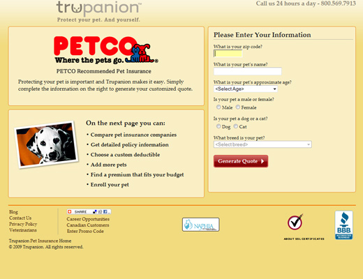 Trupanion Pet Insurance Website