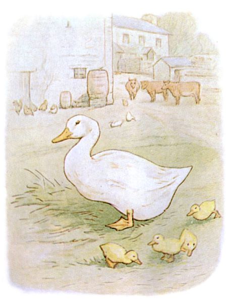Beatrix Potter's Jemima Puddle-Duck and her ducklings